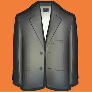 May include: A gray suit jacket with a single button closure and two pockets. The jacket has a label on the left side that says "BP".
