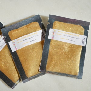 Edible Glitter Sample Pack in BRIGHT GOLD by Sprinklify, High Shine Dust for Cupcake Decoration, Cakes, Chocolate, Treats, Drinks, Shapem