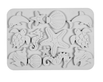 HAVSTEMAFORM Sjöhäst, Tropisk fisk, Havssköldpadda, Delfin, Snäckor, Undervattensdjur, Chokladform, Bakmaterial, Strandform