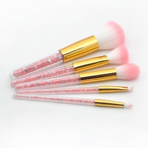 DUSTING BRUSH SET (5 Stück), Rosa Glitzer Pinsel für Luster Dust, Pearl Dust, Backwerkzeug, Zubehör, Fondant Dekoration Pinsel für Kuchen