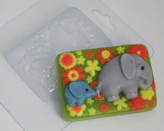 MOLDE DE ELEFANTE, molde para jabón de elefante bebé y mamá, molde para bombas de baño, molde para chocolate, molde para animales, suministros para hacer jabón, molde de elefantes felices