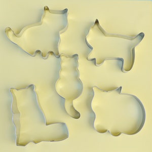 Cat Shaped Cookie Cutter 5 Piece Set, Pet Theme Baking Tools, Cute Kitties Fondant Cutters, Baking Supplies, Stainless Steel Cookie Cutters