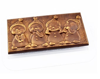 SNOWMEN MOLD, Chocolate Bar Mold, Fondant Mold, Holiday Cake Decoration, Christmas Baking, Winter Mold, Cute Snowman Mold, Fast Shipping