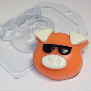 COOL PIGGY MOLD, Pig Soap Mold, Chocolate Mold, Farm Animals Mold, Plastic Mold for Bath Bomb Making, Cute Pig Bath Bomb Mold, Candy Mold