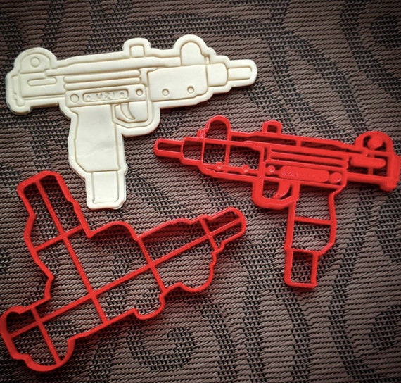 GUN COOKIE CUTTER, Fondant Cutter, Cake Decoration for Him, Fathers Day,  Plastic Cookie Cutter, Military Theme, Police Theme, Army, Shapem