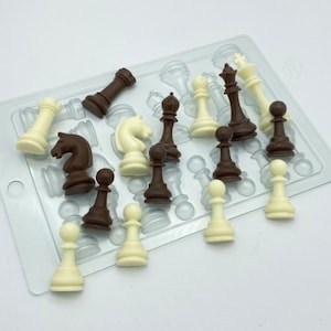 CHESS VARIETY MOLD - King, Queen, Knight, Pawn, Castle - Chocolate Mold, Fondant, Cake Decoration, Unique Baking Supplies, Soap Embeds Molds