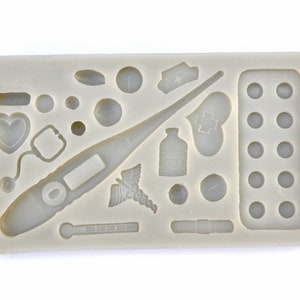 Large Nurse Theme Silicone Mold, Medical Mold, Fondant Mold, Chocolate, Thermometer Pills Doctor Cupcake Decorating Tool, Resin Mold, Clay