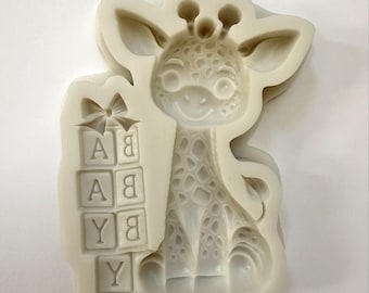 BABY GIRAFFE MOLD, Baby Shower Cake Decoration, Fondant Mold, Baby Blocks Chocolate Mold, Gender Reveal Party Supplies, Cake Baking, Clay