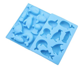 NAUTICAL VARIETY MOLD - Fish, Penguin, Dolphin, Whale, Shark Silicone Mold - Candy Mold, Chocolate Mold, Ice Mold, Soap Embeds Mold, Shapem