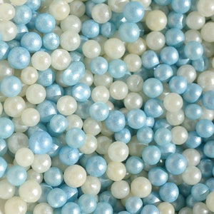 PRINCE SPRINKLE MIX by Sprinklify - Blue Birthday Cake Decoration, Boy Baby Shower Cake Supplies, Edible Food Grade Sugar Sprinkles, Pearls