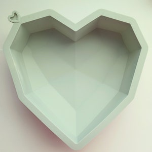 42mm Faceted Heart Gem Cabochon Silicone Mold Resin Casting 