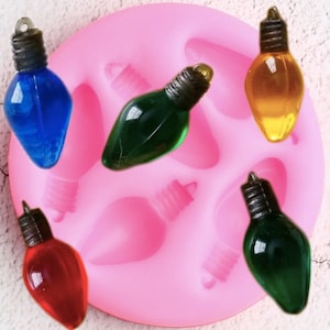 CHRISTMAS LIGHTS MOLD, Light Bulb Mold, Fondant Mold, Silicone Chocolate Mold, Cupcake Decorating, Resin Mold, Holiday Polymer Clay Mold