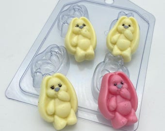 Mini CUTE BUNNIES MOLD, Soap Mold, Bath Bomb Mold, Chocolate Mold, Easter Cake Decoration, Rabbit, Baby Shower Cake Mold, Long Eared Bunny