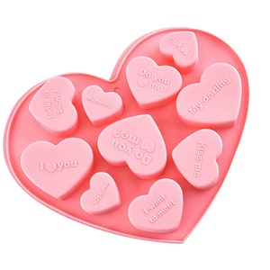 MOLDE PARA SAN VALENTÍN, Molde de chocolate con mensaje en forma de corazón, Molde de silicona para dulces, Bésame, mi amor, Molde para fondant, Decoración para tartas de boda