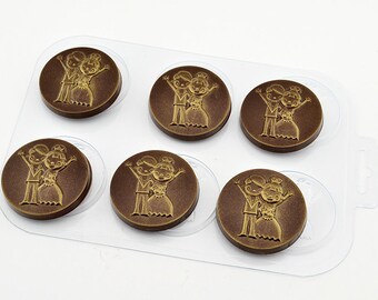 BRIDE & GROOM MOLD, 6 Cavity Chocolate Mold, Soap Embeds Mold, Wedding Cupcake Decoration Mold, Wedding Couple Shaped, Cake Tools Love Theme