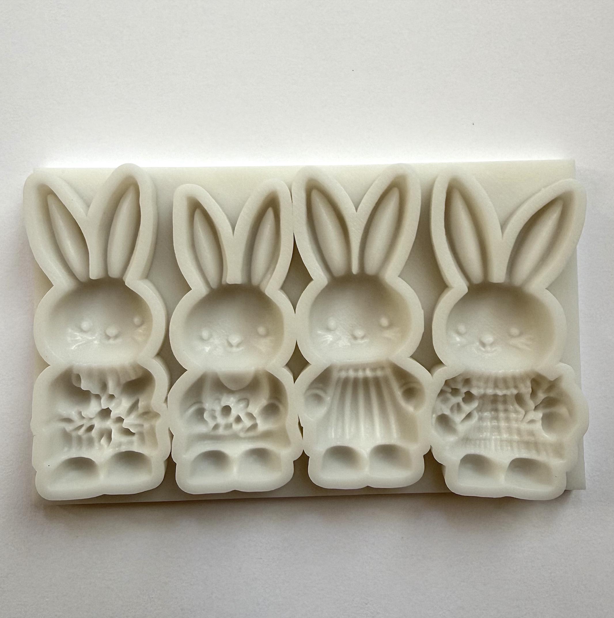 BUNNIES MOLD, 4- Cavity Rabbit Fondant Mold, Easter Cake Decoration ...