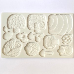 MUSHROOM VARIETY MOLD, Large Silicone Fondant Mold, Fantasy Cake Decoration, Highly Detailed Resin Mold, Mushrooms Mold, Candle Wax Mold