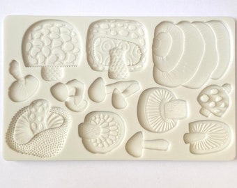 MUSHROOM VARIETY MOLD, Large Silicone Fondant Mold, Fantasy Cake Decoration, Highly Detailed Resin Mold, Mushrooms Mold, Candle Wax Mold