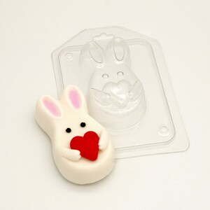 Gießform HÄSCHEN mit HERZ, Seifenform, Badebombenform, Schokoladenform, Kinderform, Valentinstag Kuchendekoration, Fondantform, Kerzenwachsform
