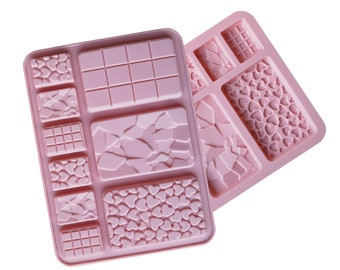 CHOCOLATE VARIETY MOLD, Hearts Rocks & Pieces Chocolate Bar Mold, Fondant Mold, Cake Decorating, Baking Supplies, Soap Embeds Mold, Shapem