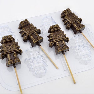 ROBOT MOLD (4 Cavity), Candy Mold, Chocolate Mold, Robot Theme Baking Supplies, Unique Molds for Cooking, Robot Birthday Supplies, Shapem