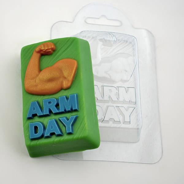 ARM DAY MOLD, Athlete Mold, Muscles Mold, Plastic Soap Mold, Bath Bomb Mold, Chocolate Mold, Cake Decoration for Him, Sport Theme Mold, Mens