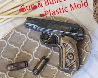 Broń z kulami FORMA, plastikowa forma na mydło, forma na czekoladę, forma na pistolet, forma na pistolet, wyjątkowe materiały do produkcji mydła, narzędzia do dekorowania ciast