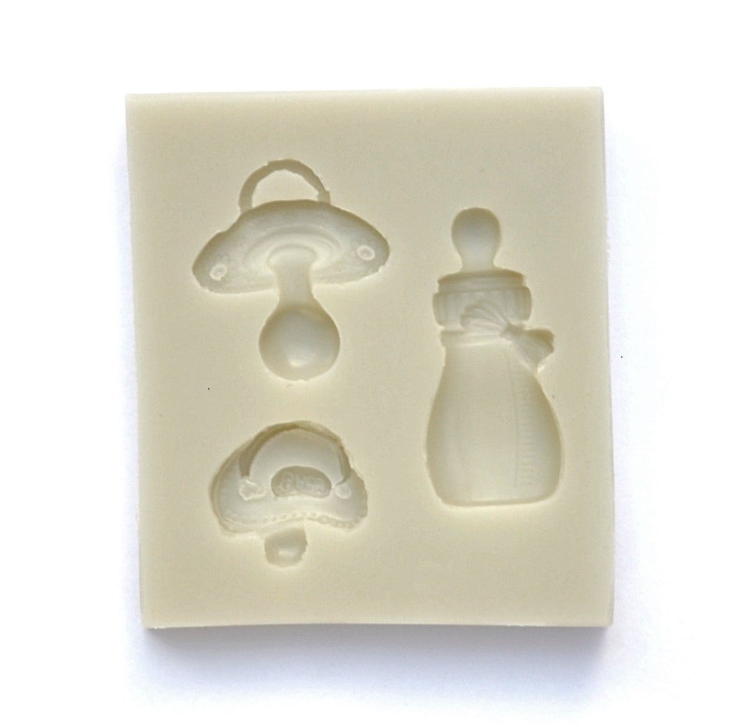 BABY SHOWER MOLD Baby Bottle, Pacifier, Bib Silicone Mold Fondant Mold