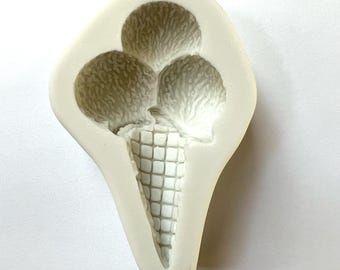 Molde para cono de helado, molde de silicona para fondant con 3 bolas, molde con temática de verano muy detallado, herramientas para decorar pasteles, suministros para hacer chocolate