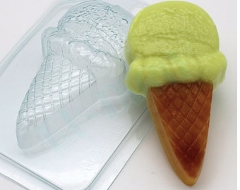 Molde de bomba de baño de cono de helado, molde de jabón, molde de chocolate, molde de alimentos, moldes de verano, molde de postre, molde de plástico, molde de hielo grande