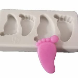 BABY FEET MOLD, 4 Cavity Silicone Baby Shower Mold, Foot Mold, Resin Mold, Molds for Baking, Jewelry Making Supplies Fondant Cake Mold, Soap