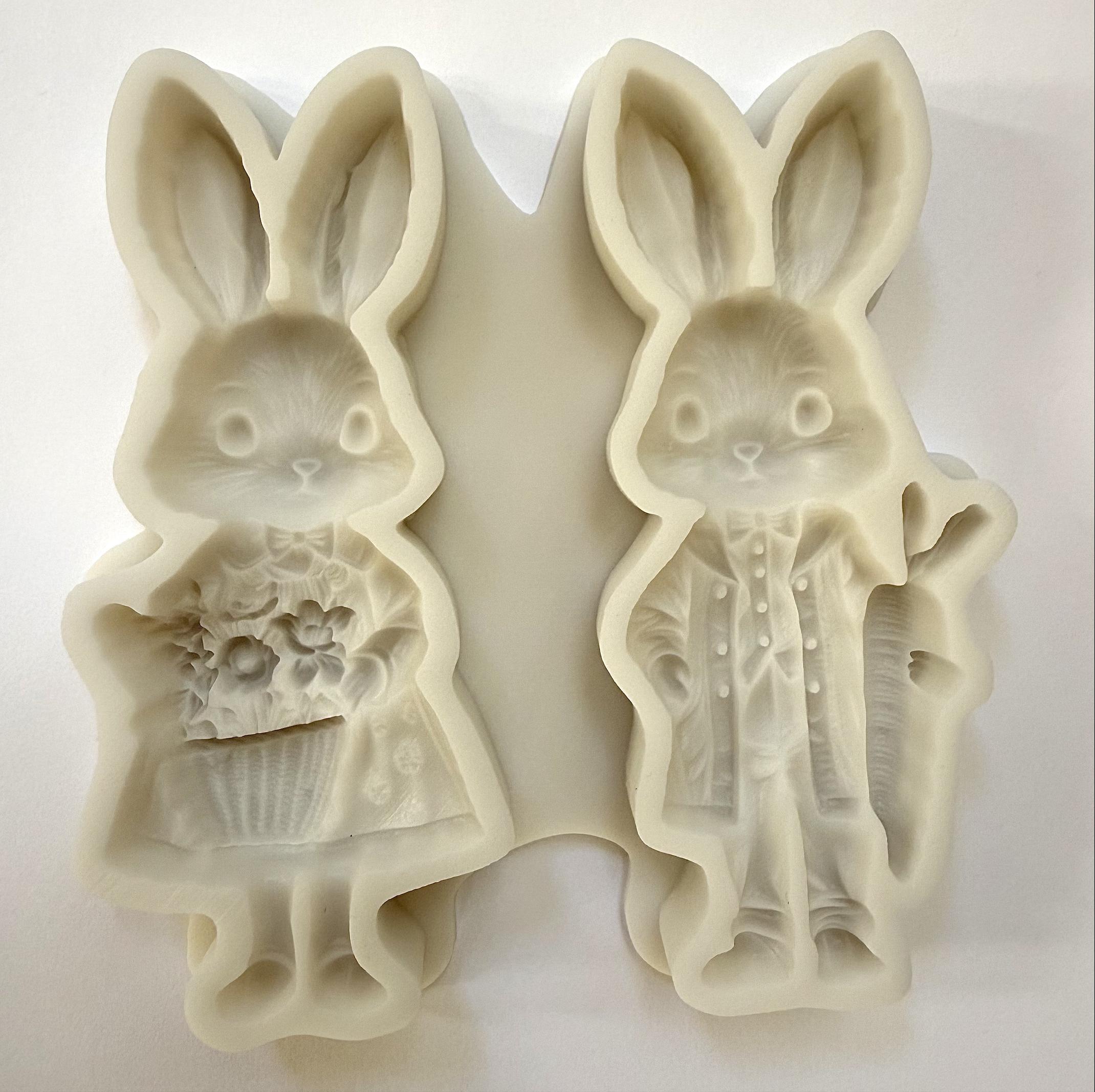 BUNNIES MOLD, 2- Cavity Rabbit Fondant Mold, Easter Cake Decoration ...