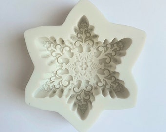 SNOWFLAKE MOLD, Silicone Chocolate Mold, Winter Cake Decoration, Holiday Baking, Soap Mold, Candle Wax Mold, Highly Detailed Unique Molds
