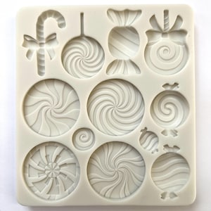 CANDY LOLLIPOP MOLD, Candy Shaped Fondant Mold, Treats Decoration, Cake Mold, Silicone Resin Mold, Cute Molds, Peppermint Candy Swirl Mold