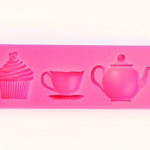 TEA PARTY MOLD, Fondant Mold, Silicone Mold for Cake Decoration, Chocolate Making, Cupcake Decoration Mold, Gum Paste Mold, Clay Mold, Resin