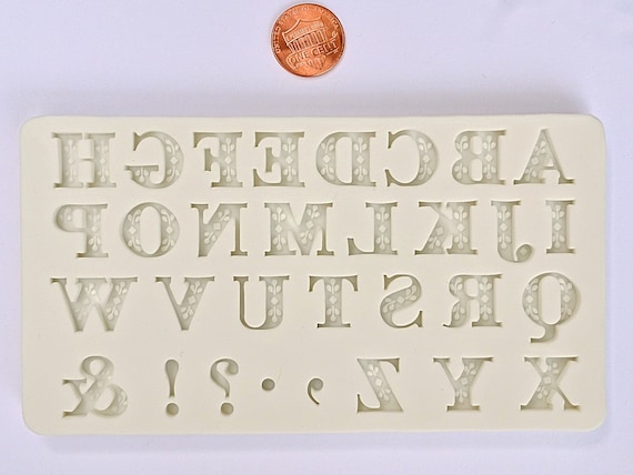 Silicone mold, English alphabet with ornament, Modeling tools for