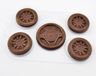 Car Theme Variety Mold - Auto Tires & Wheel Chocolate Mold, Car Parts Cake Decoration Mold, Soap Mold, Mens Mold, Fathers Day Mold, Cars