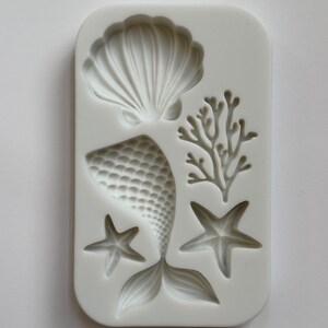 Moule sirène, étoile de mer, coquillages et corail, moule sur le thème de la plage, moule sous-marin, moule à mini-chocolats, moule en résine, moule en pâte polymère