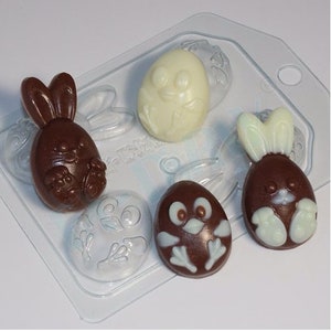 BUNNY & EGG MOLD, Easter Bunnies Mold, Plastic Soap Embeds Mold, Chocolate Mold, Spring Mold, Easter Cake Decoration Tools, Rabbit Mold