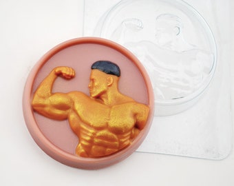 MUSCLE MAN MOLD, Molde de atleta, Molde de jabón de plástico, Molde de bomba de baño, Molde de chocolate, Decoración de pastel para él, Molde de tema deportivo, Molde de hombre sexy