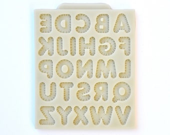 MOLDE DE ALFABETO DE PUNTO, Molde de silicona para fondant con letras lindas, Molde para decoración de tartas de baby shower, Molde para chocolate, Molde con letras, Molde de resina para joyería