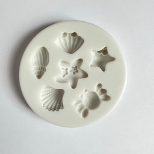 OCEAN CREATURES MOLD, Crab Sea Shells Star Fish Fondant Mold, Beach Theme Mold, Under the Sea Mold, Mermaid Cake Decoration, Nautical Mold