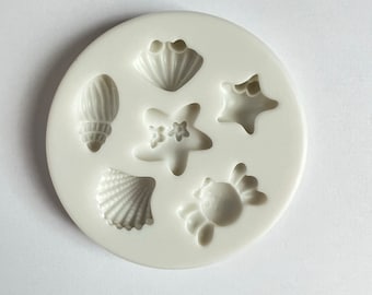 OCEAN CREATURES MOLD, Silikonform für Fondant, Muscheln, Muscheln, Muscheln, Muscheln, Muscheln, Muscheln, Muscheln, Muscheln, Muscheln, Fische