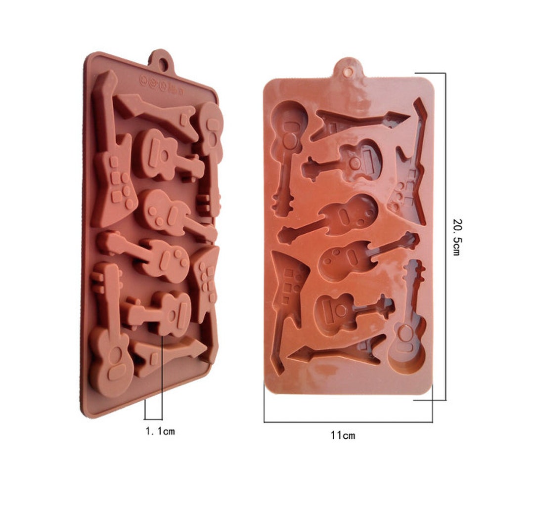 10 Cavities Variety of Guitar Shapes Silicone Chocolate Mould Ice