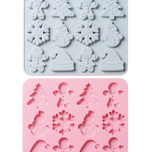 CHRISTMAS VARIETY MOLD - Snowflake, Snowman & Gingerbread Candy Mold - Silicone Chocolate Mold, Mini Soap Mold, Holiday Mold, Gummies Mold