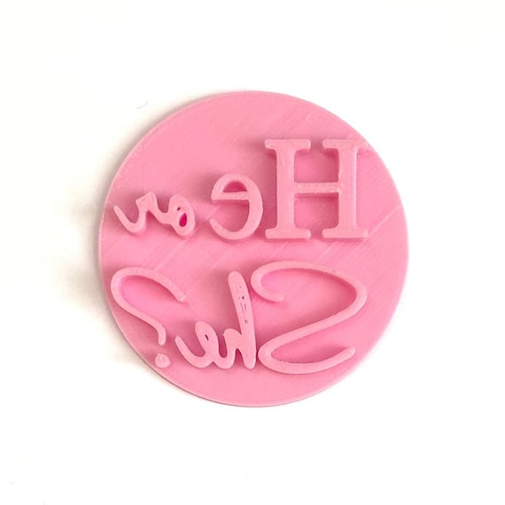 Gender Reveal HE OR SHE Stamp Cutter, Plastic Fondant Cutters, Cookie Cutter, Baking Tools, Baby Shower Cake Decoration, Boy or Girl Mold