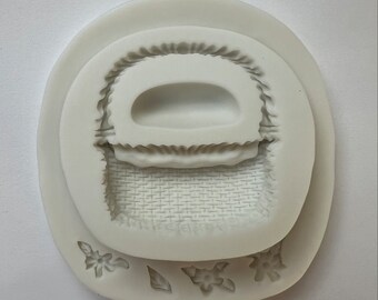 MOLDE DE CESTA, Molde de silicona para fondant de cesta de mimbre con flores, Molde para chocolate, Herramientas para decorar cupcakes, Suministros para hornear, Moldes