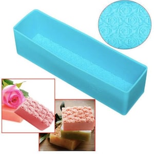 MOLDE DE JABÓN DE ROSAS, Molde de pan de silicona para jabón, Molde para hornear grande, Suministros para hacer jabón, Molde de flores, Molde rectangular, Molde de patrón floral