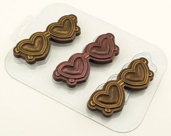 SUNGLASSES MOLD, Heart Shaped Glasses Chocolate Mold, Summer Mold, Beach Cake Decor, Pool Party Cupcake Decoration Fondant Mold, Candle Mold