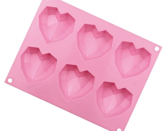 DIAMOND HEART MOLD, molde de chocolate breakable corazón, molde de hornear, molde de postre, jabón que hace molde, molde de fondante de silicona de alta calidad, shapem